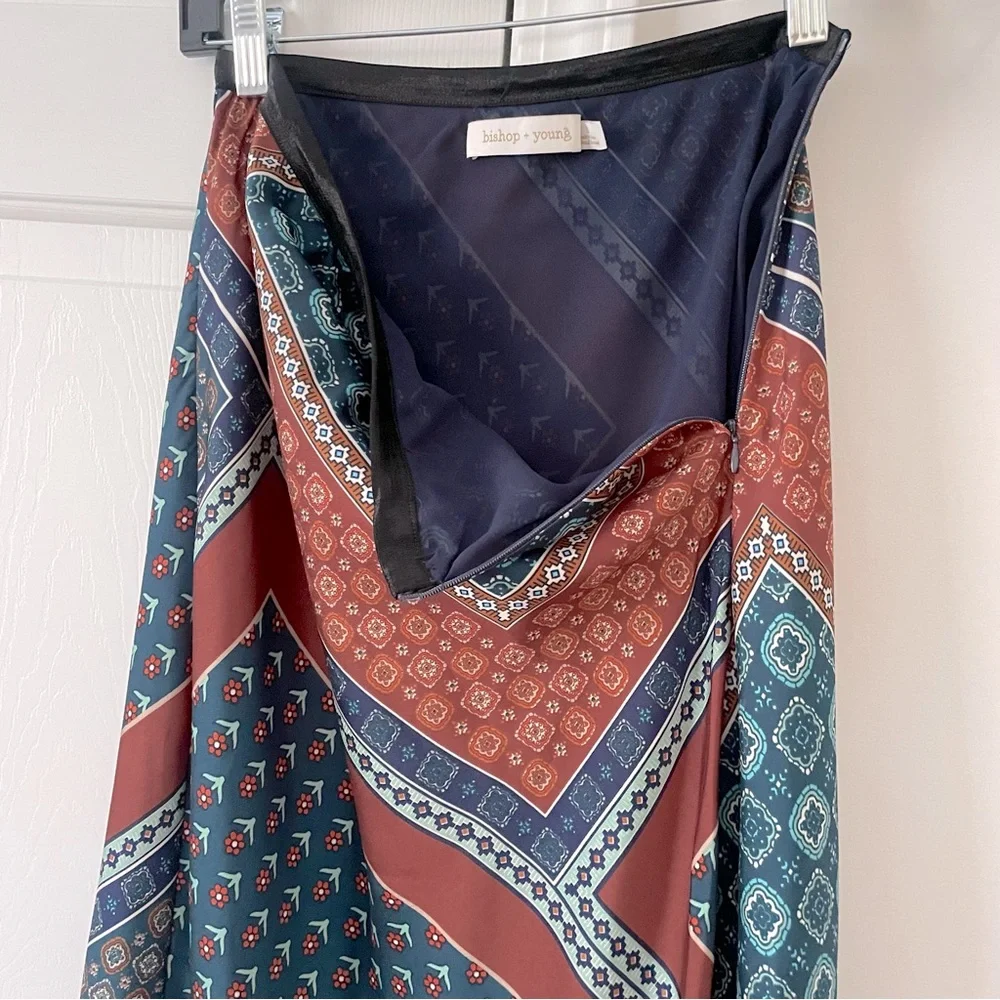Bishop & Young Tasso Satin Slip Floral Bandana Patchwork Print Skirt Sz S - Picture 6 of 9